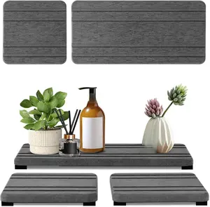 3PCS Water Absorbing Stone Tray, DryingNeat Diatomite Stone Sink Tray, Instant Dry Sink Coasters, Kitchen Sponge Hand Soap Holder, Countertop Fast Drying Counter Trays,8 * 4inch and 4 * 4inch