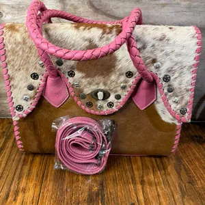 Cow Hair Shoulder Bag with Strap