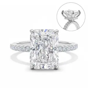 10*8 Ice Cut Lab Grown Diamond Ring, Copper Plated Real Gold Material, High-carbon Polished Band, Hypoallergenic Skin-friendly Couple Rings, Luxury Jewelry for Anniversary