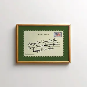 Affirmation Postcard Print Green Retro Quote, Happy Home Decor