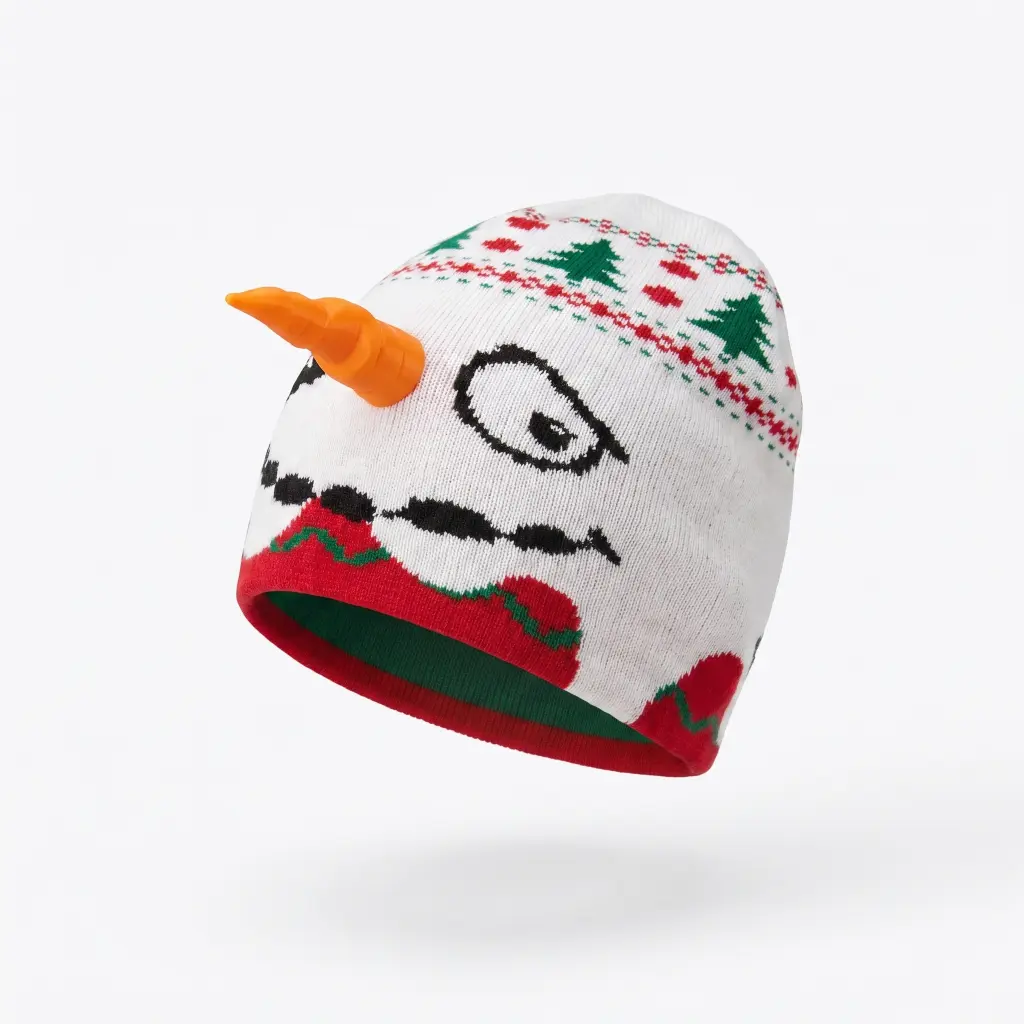 Sorry Snowman Winter Beanie Hat with 3D Nose, Fashion Clothing Accessory