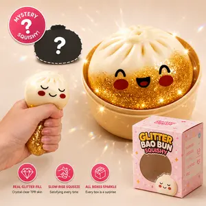 Viral Dumpling Squishy Mystery Blind Box ULTRA RARE Gold Glitter Hidden Edition | Squishy Dumpling Slow Rise ASMR Sensory Fidget Toy Soft TPR Squeeze Ball Butter Squishy Rare Pull Collectible Satisfying Unboxing Trendy Toy Gift FYP
