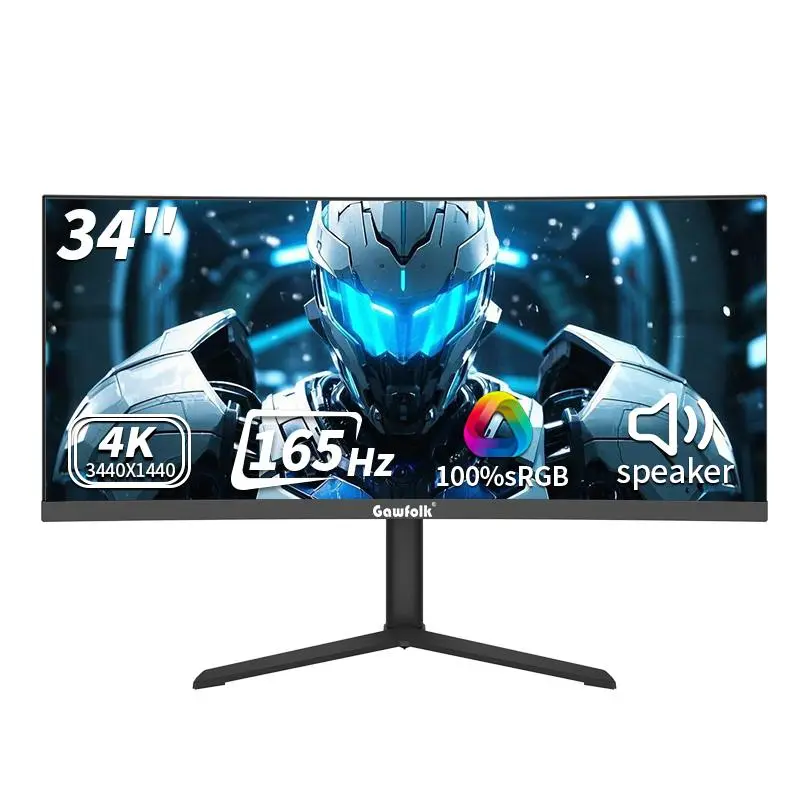 Gawfolk 34" 21:9 Ultrawide UWQHD Gaming Monitor, 3440x1440 Resolution, 165Hz Smooth Refresh Rate, 3800R Curved Screen, Built-in Speakers, Cinematic Large Display for PC Gaming, Multitasking & Media Streaming,back to school,back to school haul