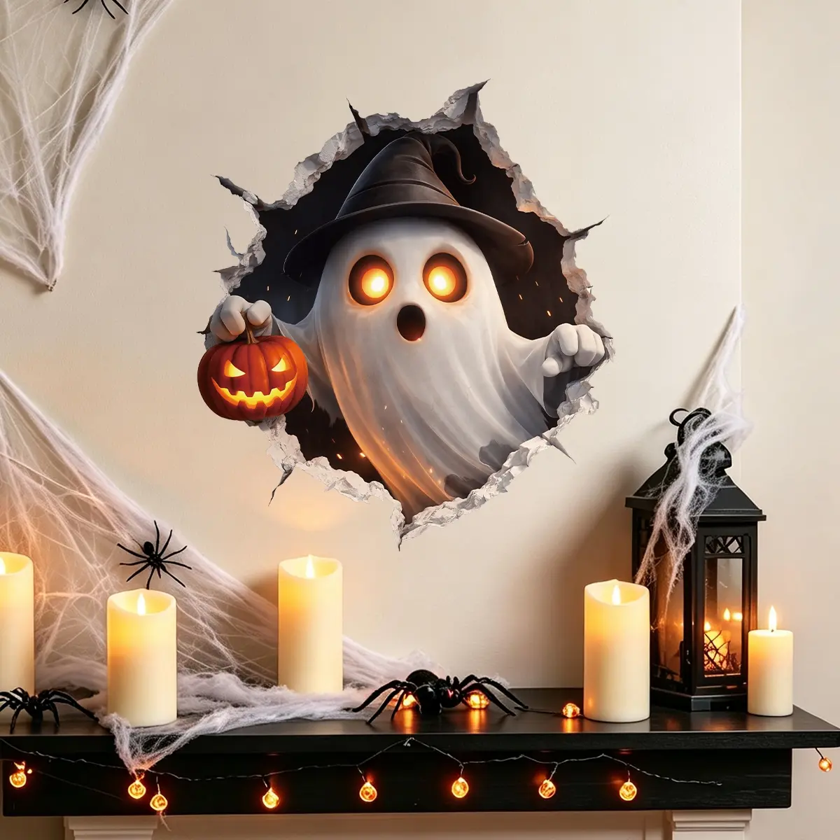 1 pc Spooky Halloween Decorative Wall Sticker - Ghosts, Pumpkins, Skeletons Designs, Self-adhesive Easy-remove PVC, Unique Wall Decor for Bedrooms, Outdoor Patio, Ideal for Halloween Party Home Accents, Wall Art Stickers