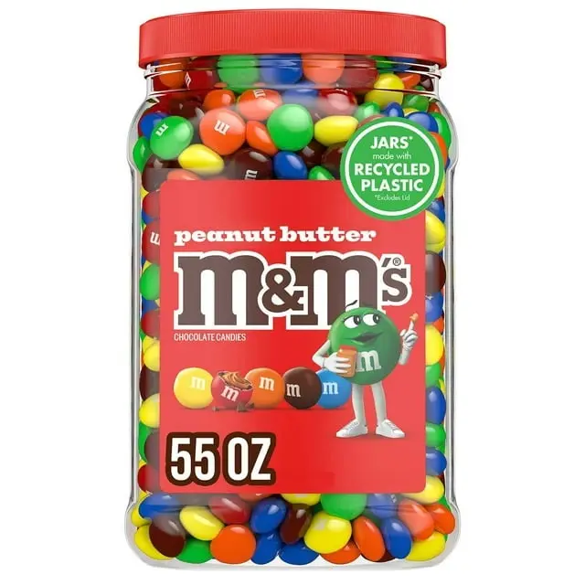 M&M'S Peanut Butter Milk Chocolate Candy, 55 oz Bulk Party Size – Creamy Peanut Butter & Smooth Milk Chocolate in Colorful Candy Shell