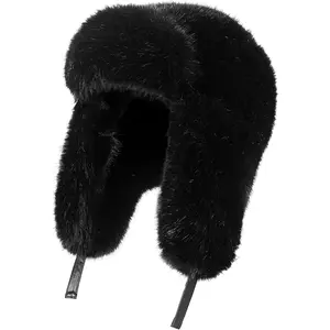 Trapper Hat with Ear Flaps - Winter Russian-Style Fur Pilot Ushanka, Windproof Skiing for Men & Women