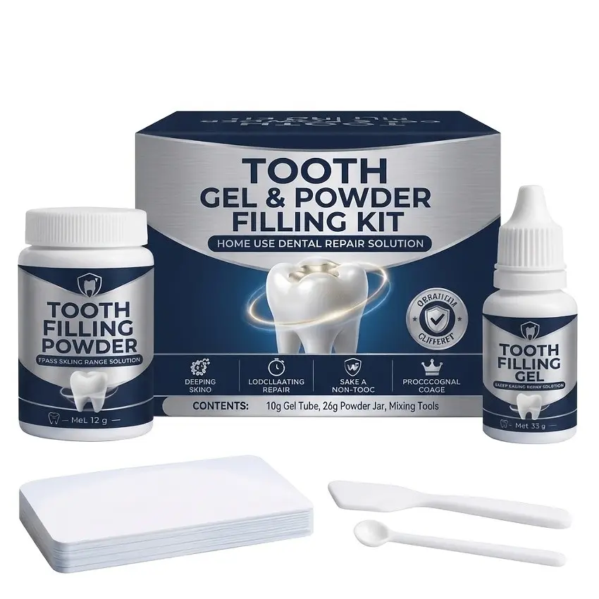 Filling Tool Set, Including Self-Curing Cement Powder And Liquid, Suitable for Multifunctional Filling for Home Use, Complete Oral Care Additions