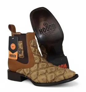 Mens Pirarucu Print Botin Orix – Square Toe Genuine Leather Western Boot H42RM7215