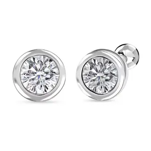 Luxuriant Diamond Lab Grown Diamond Solitaire Stud Push Post Earring in Rhodium OverSterling Silver 0.50 Ct Birthday Gifts