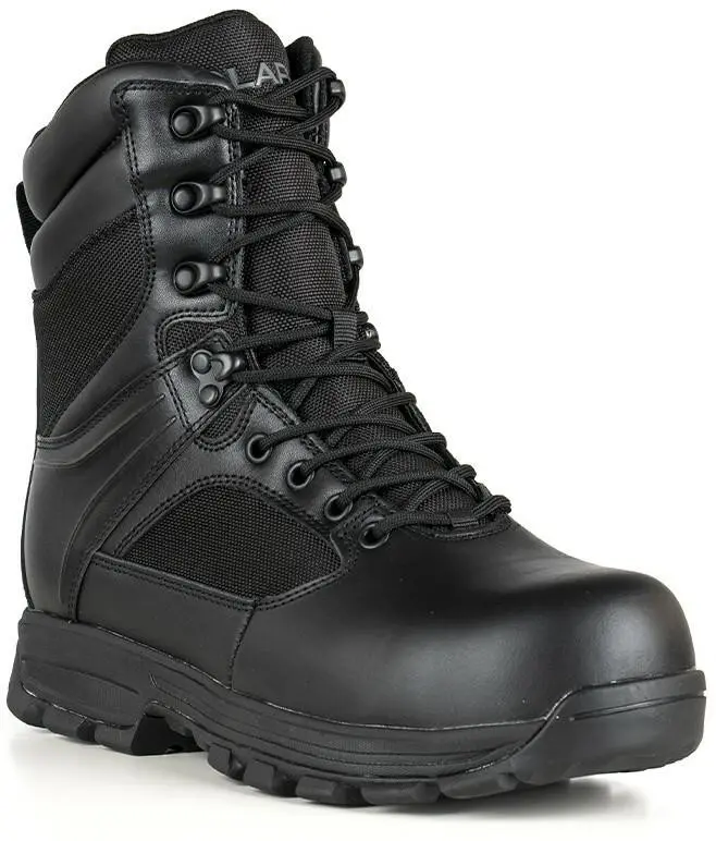 LA Police Gear Sector Black 8-in Closed Leather Duty Boot, Waterproof Side-Zip Footwear for Workers, Safety Shoe, Nylon
