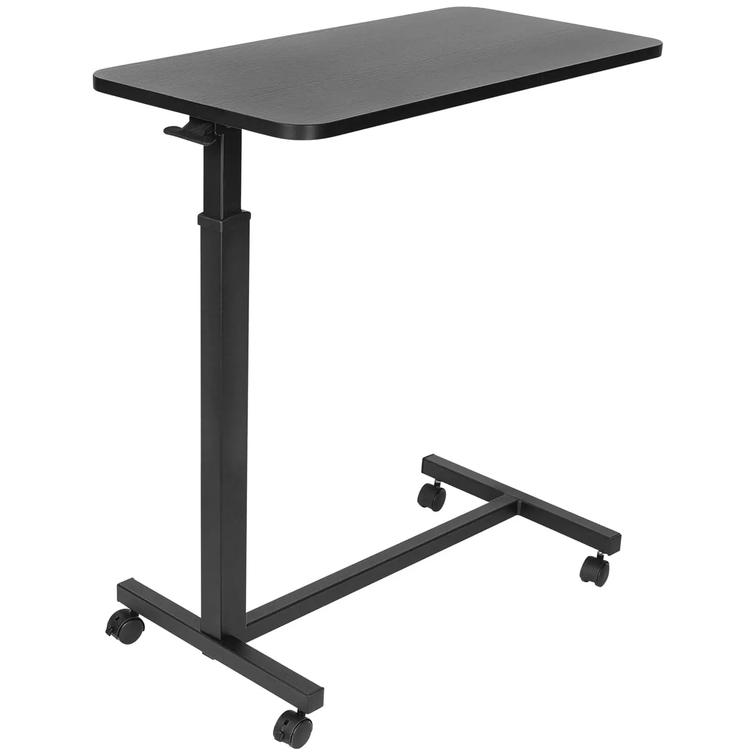 Mount-It! Height-Adjustable Overbed Bedside Table - Locking Wheels Lap Desk, Collapsible Adjustable Tabletop Bedroom Furniture Mobile Workstation for Bed, Couch, Height-Adjustable Collapsible Bedroom Furniture