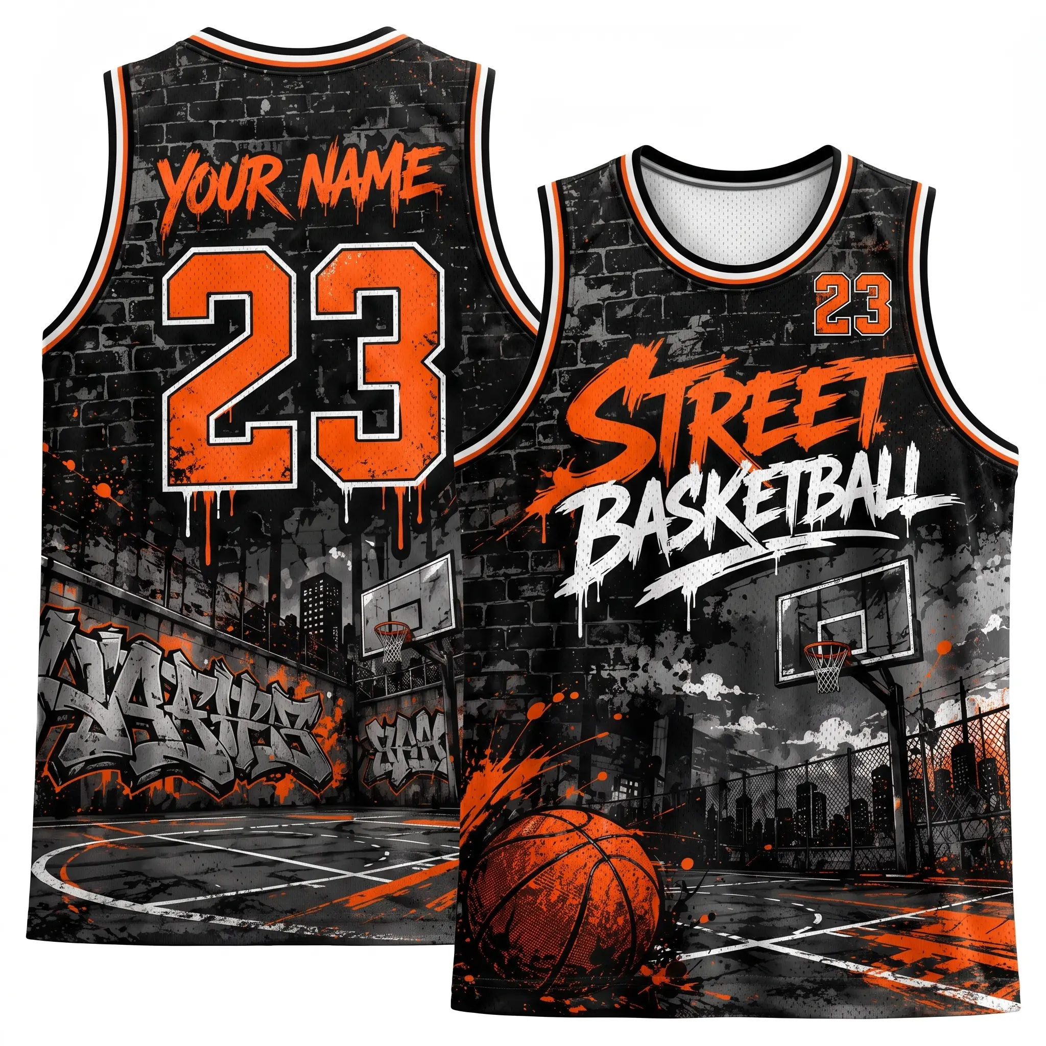 Personalized Street Basketball Jersey, Street Basketball Tank Top, Custom Name Number Urban Hoops Shirt