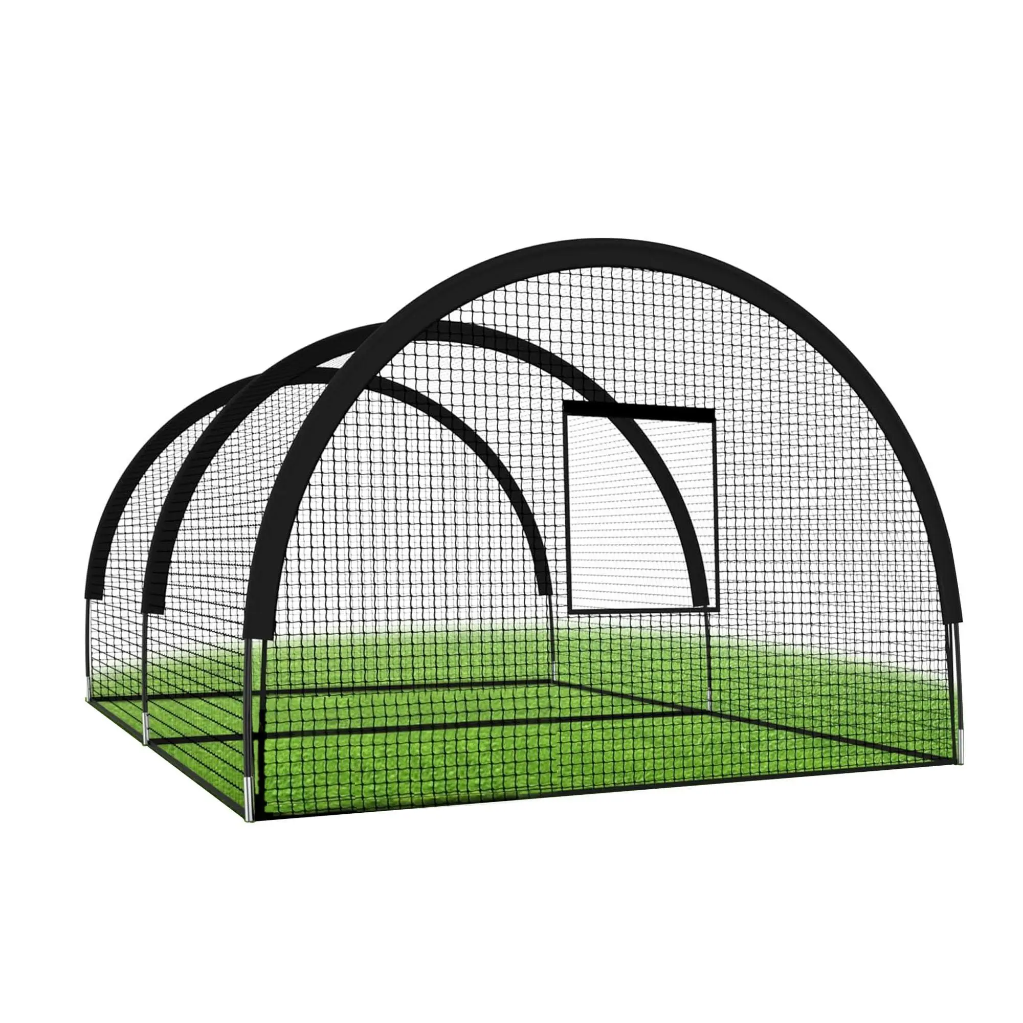 Gaomon 32x12x8 ft Baseball Batting Cage Net, Easy Setup Indoor Training Equipment with Pitching Machine Hole, Detachable Door, Portable Design for Hitting Practice