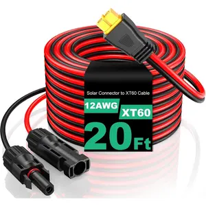 12AWG XT60 Solar  20FT, Solar to XT60  3 10 15 25 30 40 50FT, Solar Panel Connector to XT60 Extension , XT60   for Portable Power Station Generator