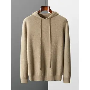 Autumn Winter New Men Cashmere Hoodie Sweater 100% Merino Wool Hooded Pullover Male Knitwear Quality Soft Casual Jumpers