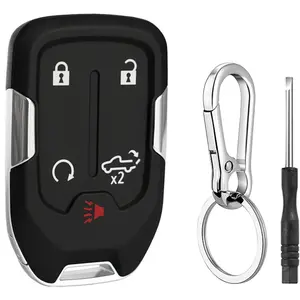 Key Fob Shell Replacement Compatible with Chevy Silverado 2019-2022 & GMC Sierra 1500 2500HD 3500HD 5 Button Smart Key Case Cover
