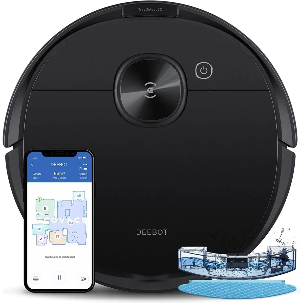 ECOVACS Deebot N8 Pro Robot Vacuum and Mop - Laser Mapping, Mopping Capability, 120min Runtime, 2600Pa Suction, 13 lbs Weight, Durable Construction for Kitchen Floor Cleaning, Cookware Area Maintenance, Mops Floors