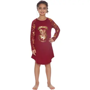 Harry Potter Hermione Hogwarts Gold Logo Crest Nightgown Sleepshirt Holiday Pajama