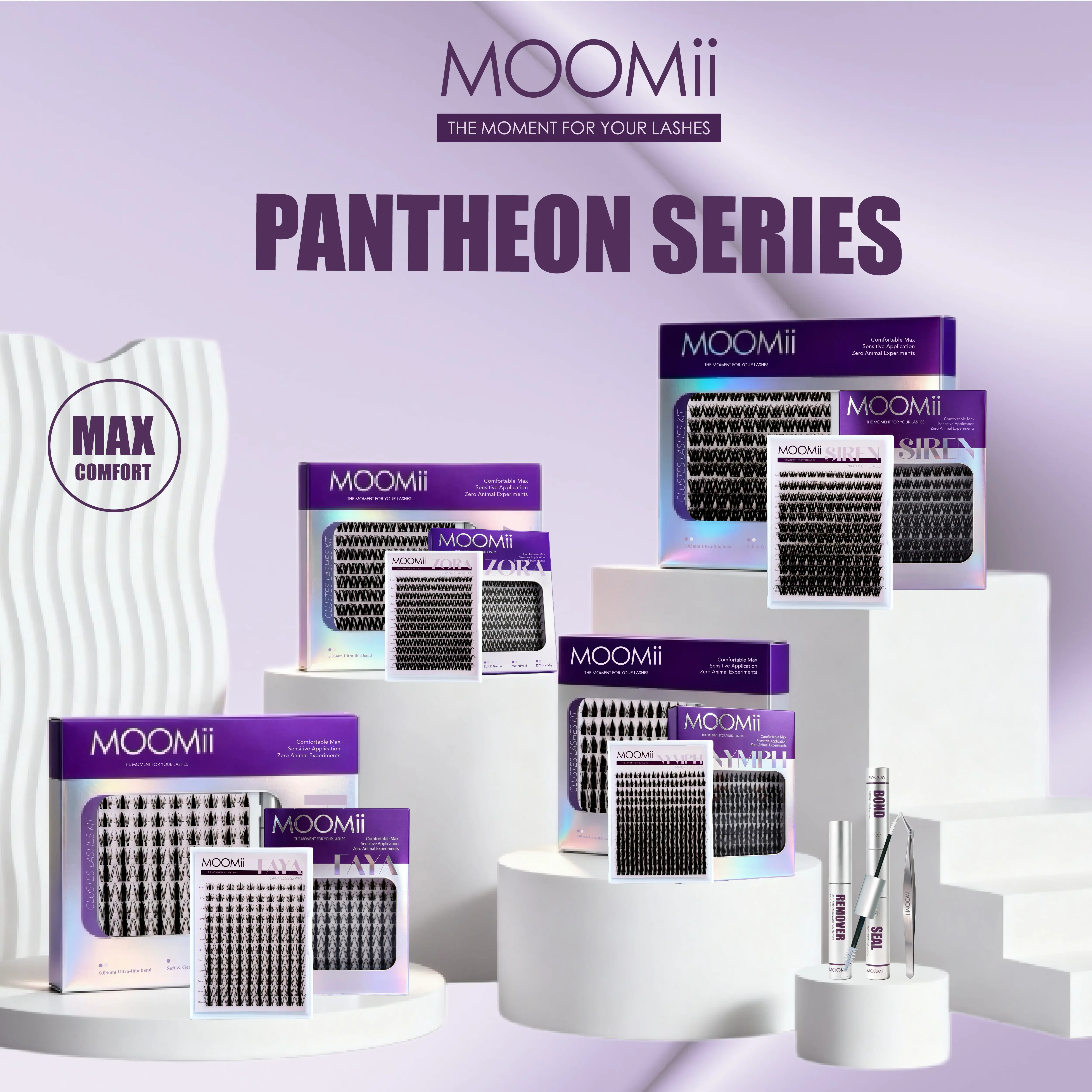 MOOMii D-Curl 0.03mm Eyelash Clusters Kit (8-18mm) - Beginner-Friendly DIY Eyelashes Set with Bond, Seal, Tweezers, Remover, Soft Natural Lash, Waterproof Lightweight Adhesive, Makeup Gift, Soft Natural Eyelash