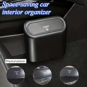 Double Compartment Car Trash Can with Lid, Side Mount Vehicle Storage Bin, Car Storage Organizer, Space-Saving Design, Easy Clean, Ideal for Travel & Commute