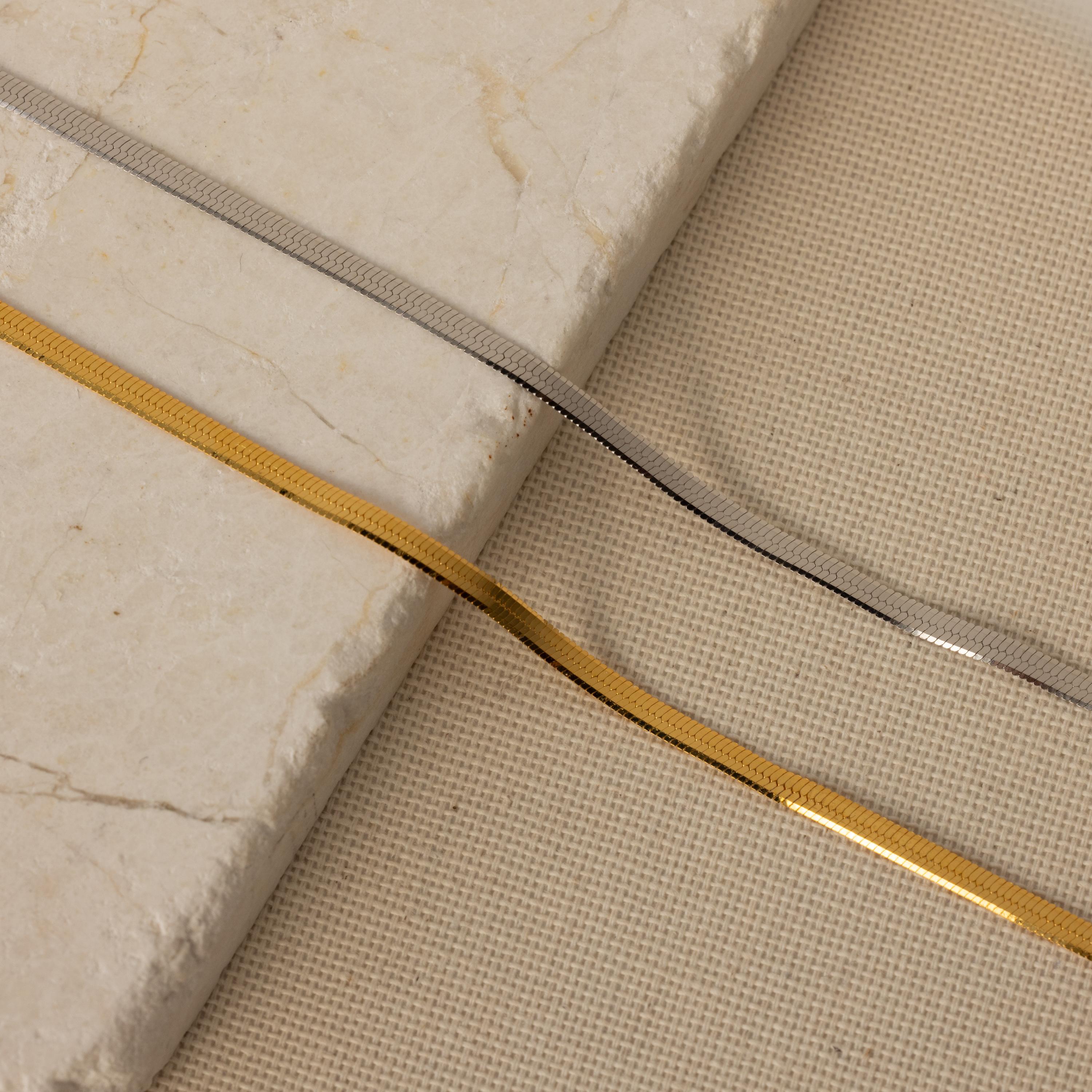 Herringbone Bracelet by Caitlyn Minimalist - Dainty Layering Chain Bracelet in Gold & Silver - Minimalist Jewelry - Girlfriend Gift