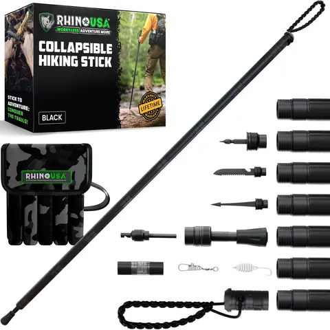 Rhino USA Hiking Stick  – Essential Camping Gear for Hiking & Trekking – Durable Walking Stick for Outdoor Adventures, Travel Accessories