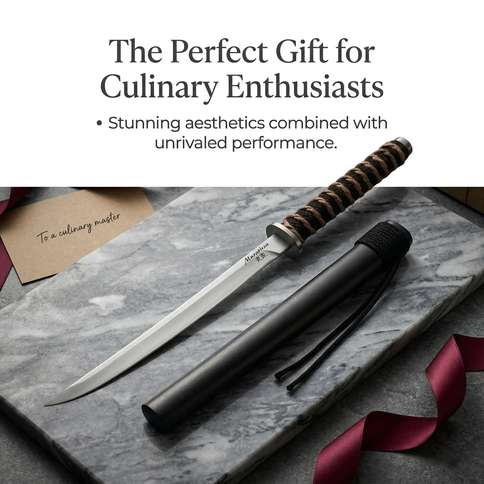 New Ultra Sharp Portable Chef Knife with Scabbard Ergonomic Handle High-Quality Japanese Styling Sushi Knife for Kitchen Gift - Versatle High-carbon Stainless Steel Culinary Tool for Kitchen& Restaurant