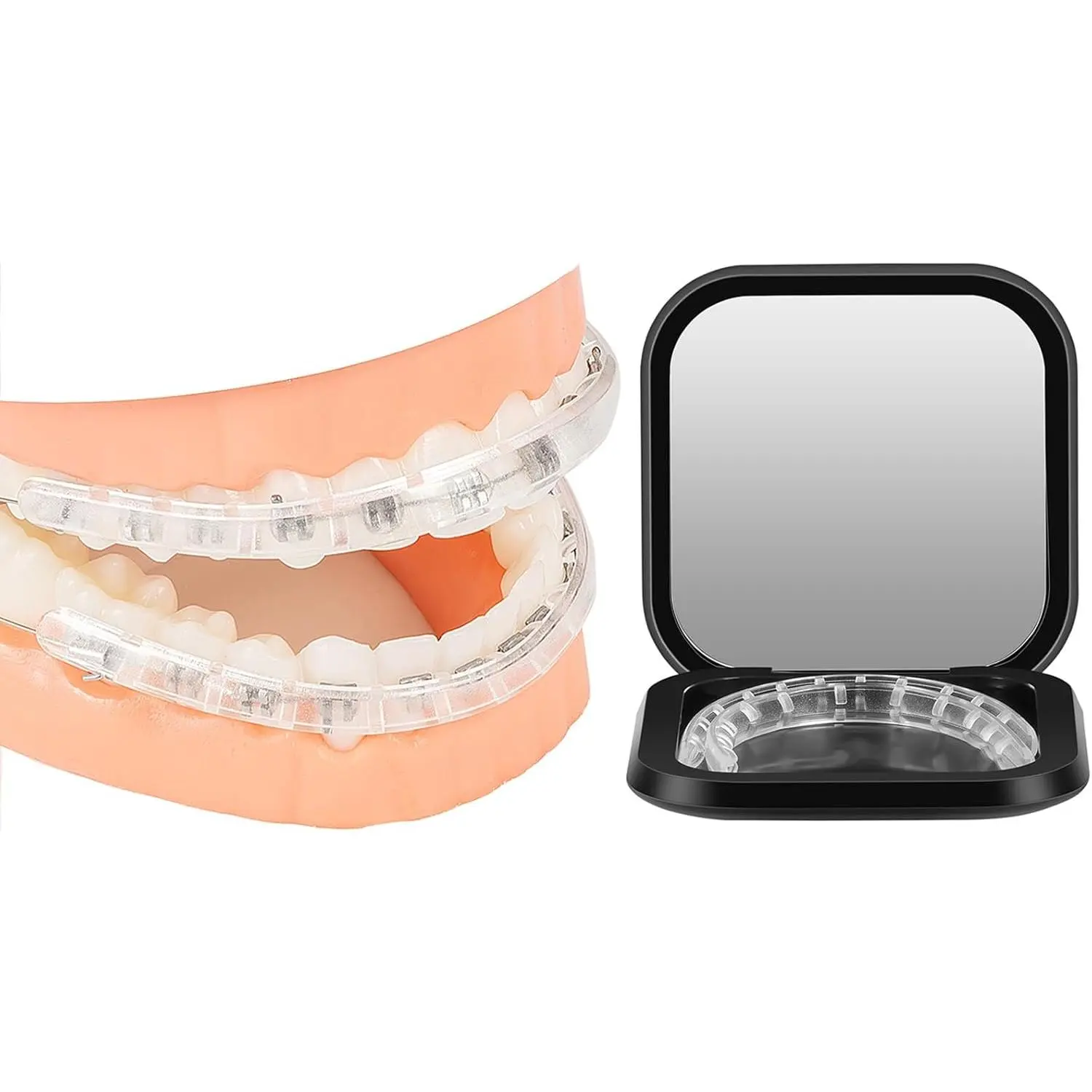 Comfort Cover for Braces - Lip Protector, Lip Cushion, Mouth Guard Clear Teeth Shield Bumper for Brackets, Aligner, Dental Wax Alternative, Soft and Comfortable, in Portable Storage Case with Mirror
