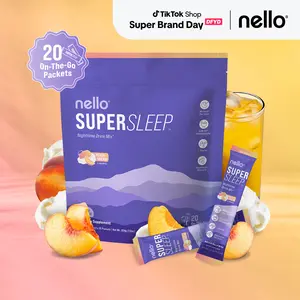 Nello Supersleep Nighttime Sleep Support Drink Mix, 20 Travel Packets, KSM-66 Ashwagandha, Maizinol, L-Glycine, Magnesium Glycinate, Melatonin-Free