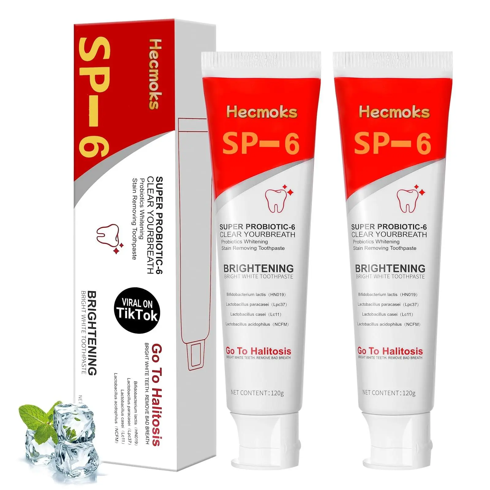 【Free Delivery】HECMOKS 2-Pack SP-6 Probiotic Whitening Toothpaste – Advanced SP6 Formula for Plaque Removal, Gum Strength & Fresh Breath Fathersdaygifts