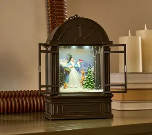 Christmas Time Reflections Illuminated Snowing Lantern by Valerie