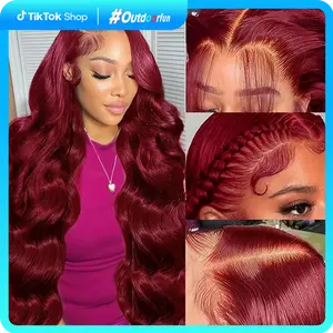 CheetahBeauty 99J 13x6 Body Wave 200% Density Full Frontal Lace Wig Transparent Lace Real Hair Lace Wig #Outdoorfun Straighten