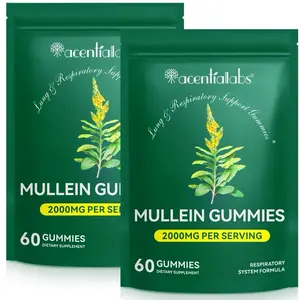 2x Acentiallabs Mullein Gummies 2000mg Per Serving 60 Count Daily Respiratory Health Gummies with Mullein Leaf Herb Extract for Lung Health & Sinus Relief Pear Flavor 30-Day Supply
