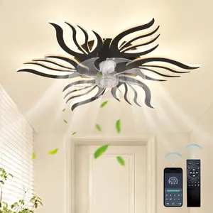 LED Ceiling Fan with Light,with Remote Control Colour Changing Dimmable 6 Wind Speeds Living Room Lamp Bedroom Ceiling Light Modern Ceiling Lighting Chandelier Lamp