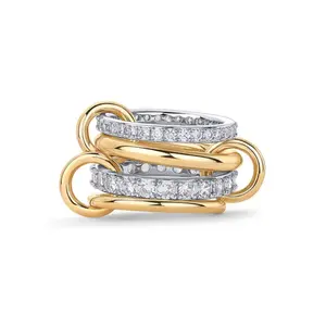 Women’s Interlocked Stackable Rings – Two-Tone Statement Rings with Cubic Zirconia – Trendy Stacking Jewelry Gift