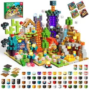 Magnetic Building Blocks -Four Themes 200 PCS Magnetic Blocks，Light Up Magnet Cubes - Magnetic Building Blocks with 8 Base Plate, Stacking Magnets for Kids, Sensory Toy for Toddlers STEM Learning, Birthday Gifts for 3+ Years Old Boys Girls