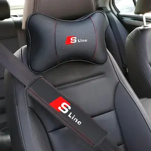 PU Leather Car Seat Head Neck Rest Cushion, Comfortable Headrest Pillow for Audi Models, Universal Fit for A4 A6 C6 C5 C7 4f A1 A7 A8 Q2 B7 B8 B9 A3 8p 8v 8L A5