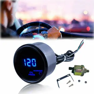 Motor 2" 52mm Oil Press Pressure LED Gauge Black Car Truck Digital Blue LED Meter Kit USA Fahrenheit Smoked Lens High Precision Durable Aluminum Battery Repair Kit Fiber Optic Headliner Star and Alternator Tester
