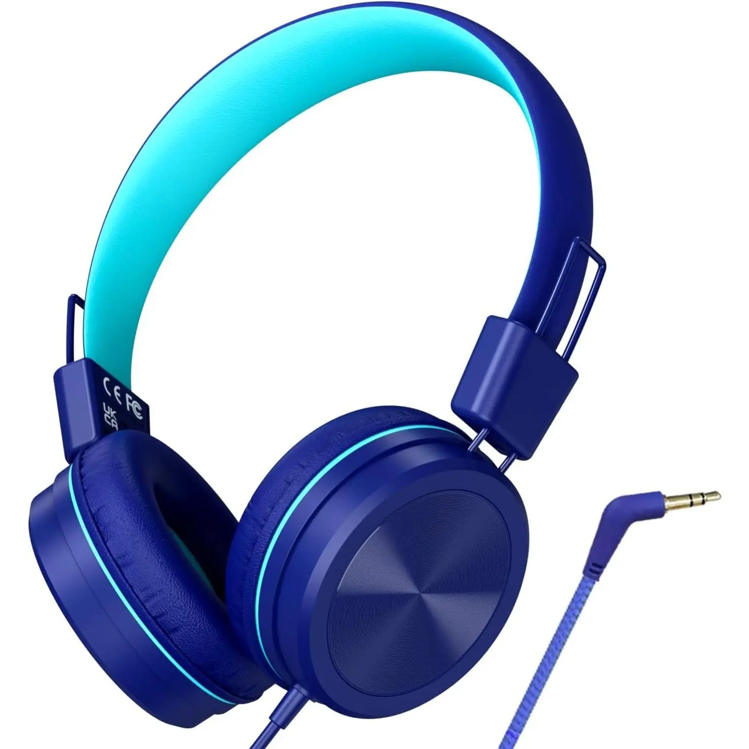L-HPS006  Kids Headphones, Toddler Headphones with Safe Volume Limiter 94dB, Wired School Headphones for Kid, 3.5mm Adjustable On-Ear Headphone for Boys/Girls/Children/Teens/iPad/Computer, Dark Blue