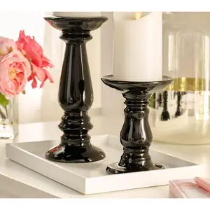 Home Reflections 9.5" and 6" Ceramic Pillar Holders