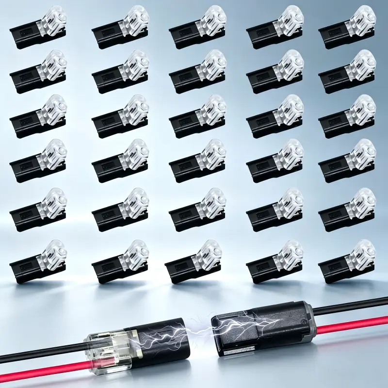 2 Pin Quick Splice Wire Connectors, Low Voltage Snap Lock Wiring Terminals, No-Crimp Plug-in Electrical Connectors, Vibration Resistant Auto Wiring Repair Parts