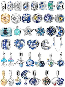 1PC Original Stars Moon and Ocean Series Theme Hexagram Marine-life Jellyfish Bead Pendant Thanksgiving Beads and Pendant Designer Bracelet Making DIY Gift Ladies Daily Wear Heart Design Charm, Beads Charms Accessories