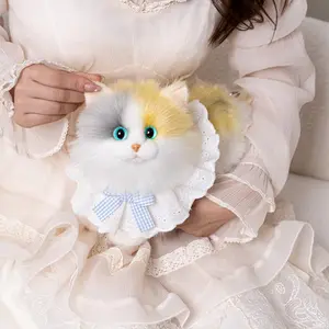 Realistic Cat Plush Crossbody Bag | Life-Like Faux Fur Shoulder Handbag