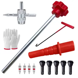 14-Piece Set Quick Change Tire Valve Tool Kit,Tire Valve Stem Core Quickly Replacement Tool Kit,Perfect Tool for Replacing Leaky Valves in Cars,ATVs,Trucks,Motorcycles, etc.with 5 TR413 Valve,4-Way Valve Tool