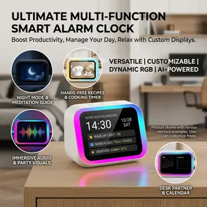 High Definition Touch Panel Smart Bluetooth 5.4 Speaker, AI Voice Operated, Hi-Fi Stereo Sound, Practical Electronic Photo Album, White Finish