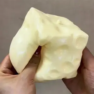 Cheese Jumbo Cube Stress Ball Big Cheese Shapeable Squeeze Ball Non-Bounce Fidget Toy ASMR Sensory Anti-Stress Gift