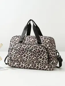 Women's New Large Capacity Leopard Print Waterproof Travel Bag, Multi-Pocket Design, Hangs on Luggage, Ideal for Gym and Short Trips, Travel Duffel Bag