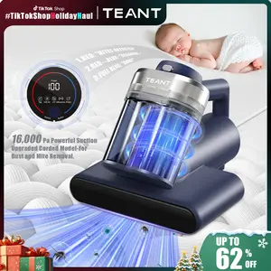 【NEW】Teant Mattress Vacuum Cleaner for Dust Mites Removal, Bed Vacuum with UV-C Light & 149°F Hot Air & Aroma Tablet & LED Display, 16Kpa Powerful Suction Double-Cup Handheld Vacuum Cleaner With HEPA Filter for Bed, Sofa, Carpet Deep Cleaning Machine