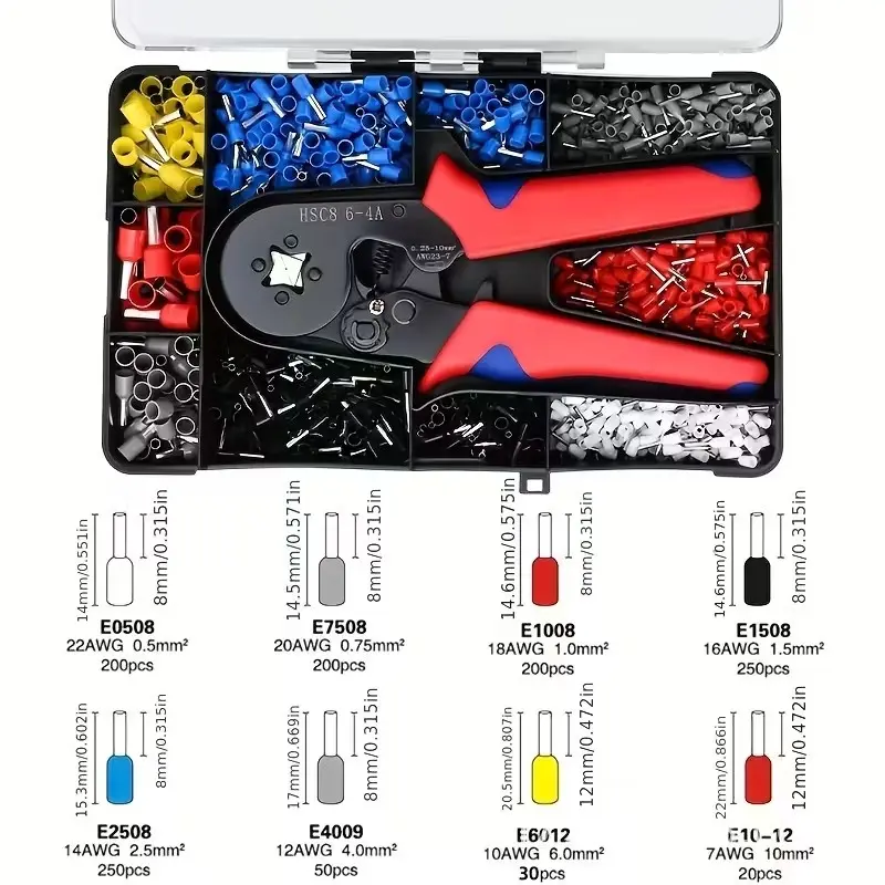 Crimping Tool Kit, with 1200pcs Wire Connectors, Insulated Wire Crimping Terminals, Ratchet Wire Crimping Tool Kit Crimping Pliers Hand Tools