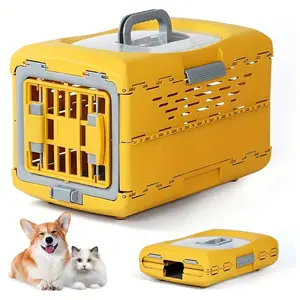 Collapsible Hard-Sided Pet Crate With 2 Doors - Portable Travel Kennel For Small And Medium Dogs & Cats, Easy Storage, Durable Design